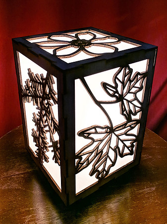 PNW Tree Leaves Lamp - Corner view A switched on