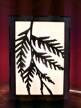 PNW Tree Leaves Lamp - Side view switched on