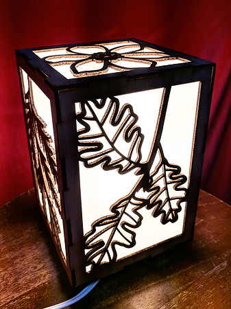 PNW Tree Leaves Lamp - Corner view B switched on